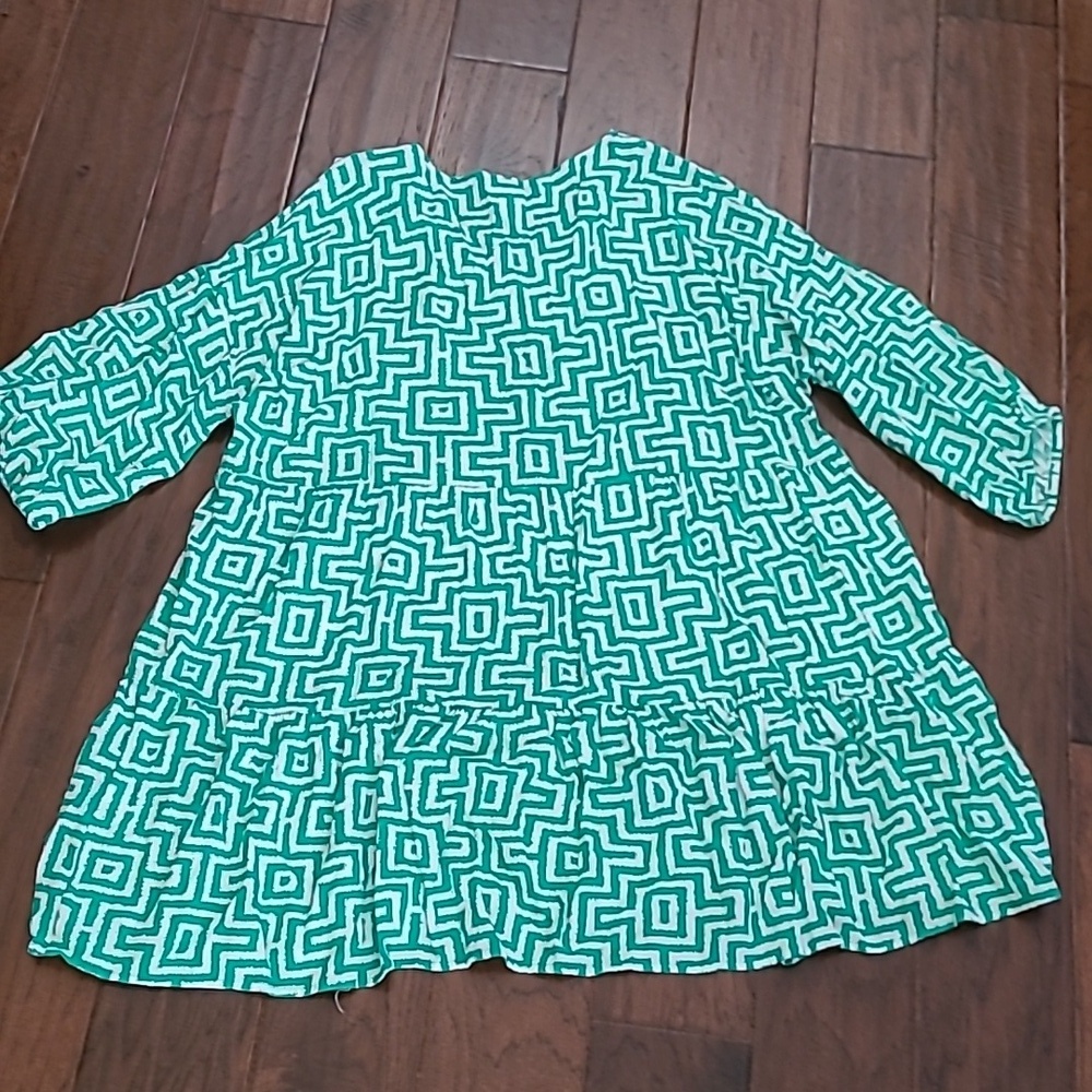 Ruby Rd Green & White Greek Key Patterned Dress size XL - Picture 2 of 6
